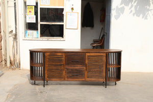 OVAL-Solid Mango Wood Sideboard 2 Doors/ 2 Drawers