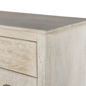 AGRA-Solid Mango Wood Chest of 4 Drawers, White wash