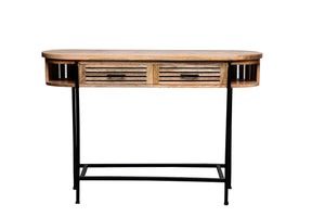 OVAL -Solid Mango Wood Console with 2 Drawers