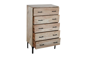 ADAMA-5 drawers Solid Acacia Wood Chest -White