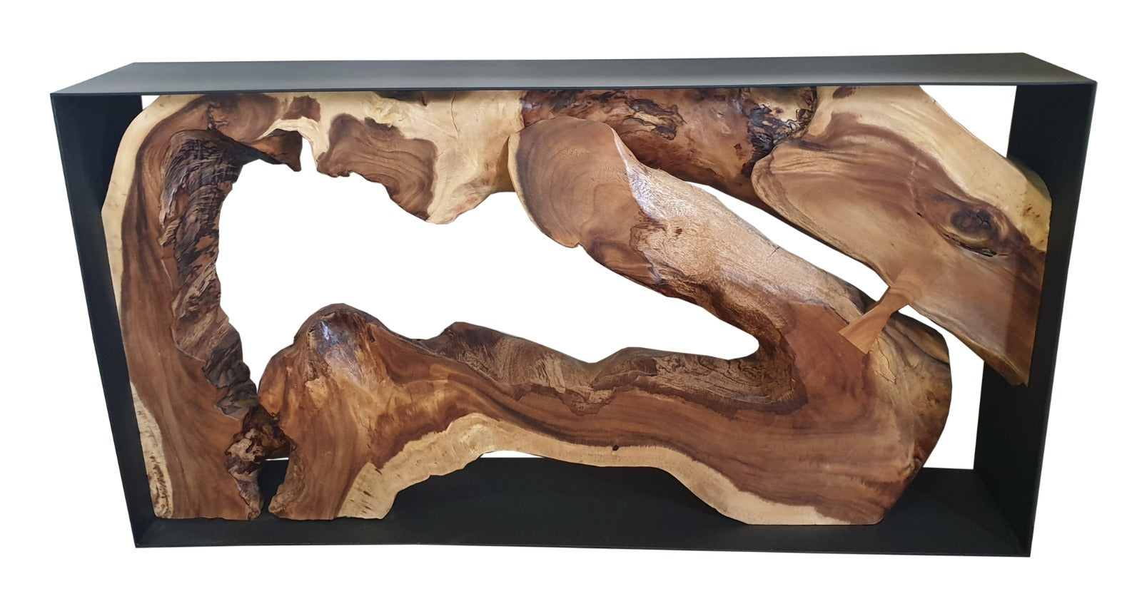 ART- Chamcha Wood Console Table Iron Frame
