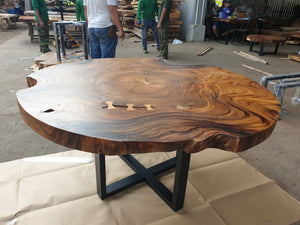 PURE- Chamcha wood free form round shape Dining table 60"