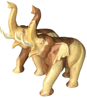 Sculpture d'éléphant faite à la main en bois Chamcha faite à la main