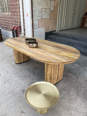 OVAL - Table de salle à manger en bois de manguier avec pieds en forme de pilier 80"