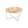 Cheese stone side table, stainless steel base