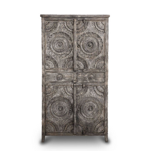 Ganesh 4 doors Carved cabinet Grey wash