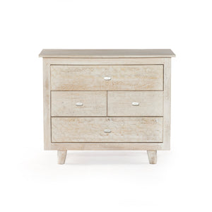 AGRA-Solid Mango Wood Chest of 4 Drawers, White wash