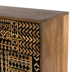 ETHNIC-Solid Mango Wood Chest of 3 Drawers