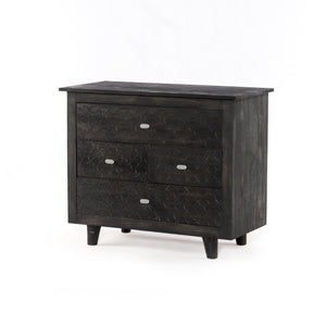 AGRA-Solid Mango Wood Chest of 4 Drawers, Black wash