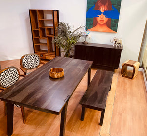 SARI - Handmade Sheesham Wood Dining Table  in Light Olive