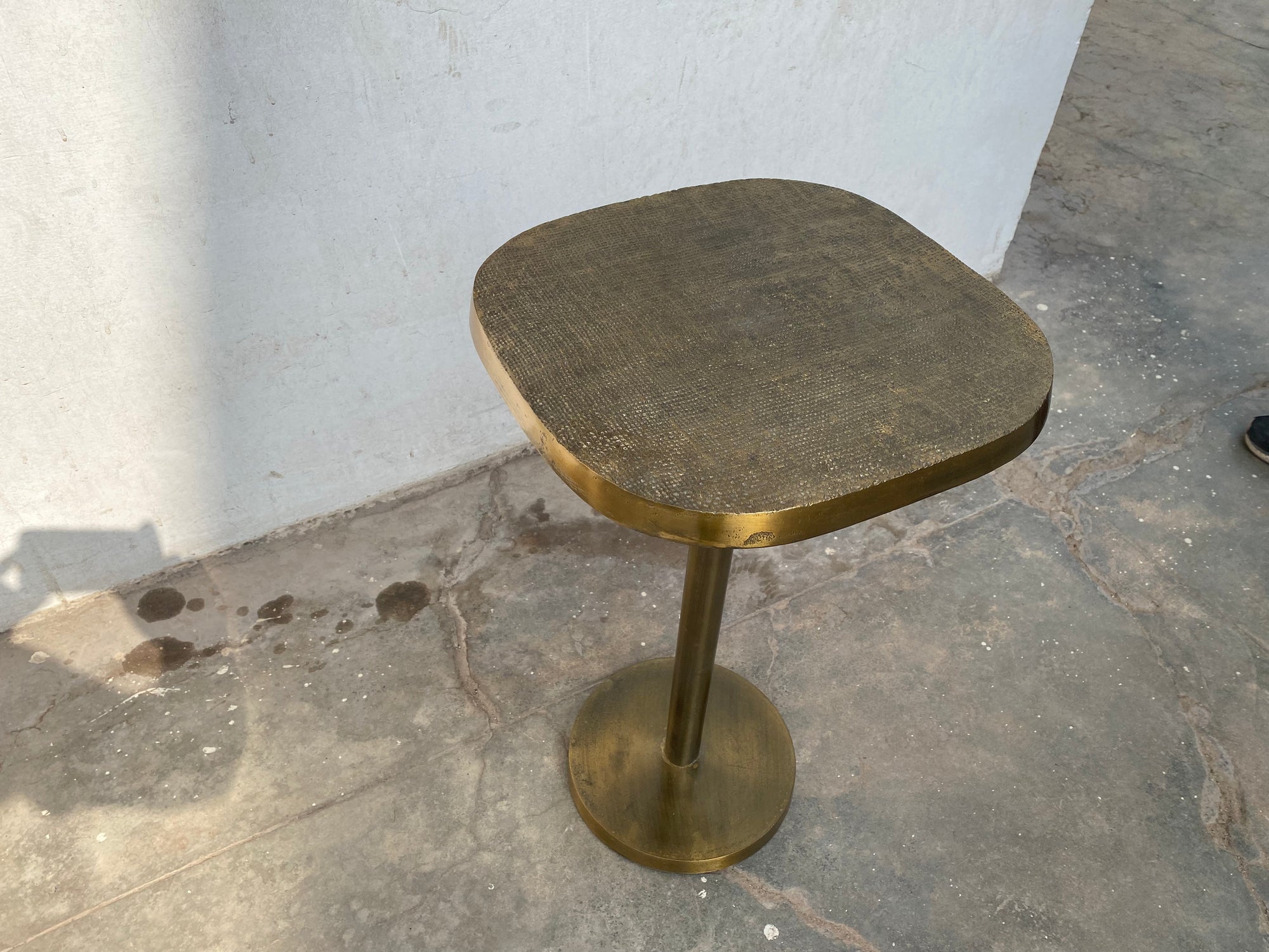 ZEN- Antique Brass Pedestal End Table