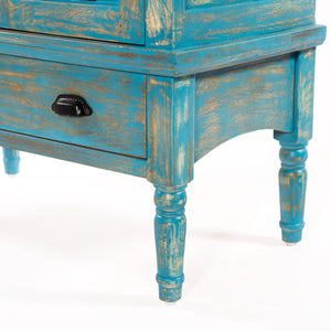 TIKKA Petit meuble avec portes en verre - Bleu 