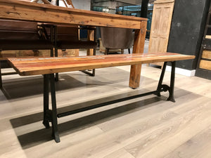 Solid Reclaimed Wood Bench  with Cast Iron legs