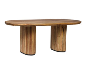 OVAL - Table de salle à manger en bois de manguier avec pieds en forme de pilier 94"