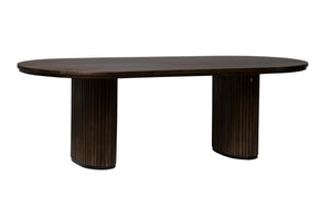 OVAL - Table de salle à manger en bois de manguier avec pieds en forme de pilier 94"
