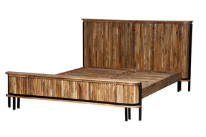 OVAL - grand lit en bois massif de mangue "mid-century modern" 