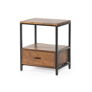 BASIC -  Acacia wood night table with 1 drawer