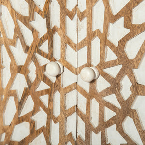 SOUL - Crédence 4 portes sculptées en manguier massif - Blanc délavé