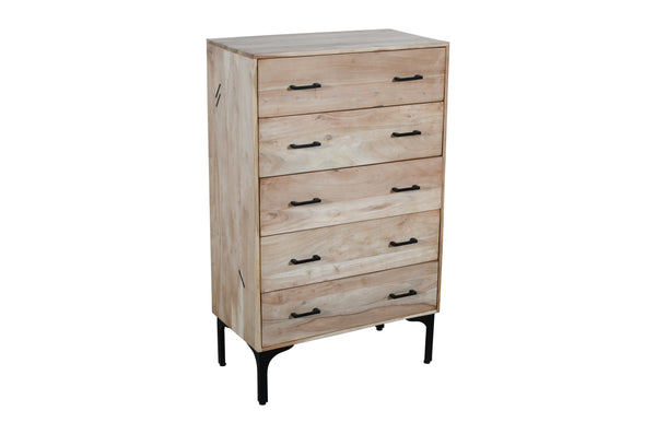 ADAMA-5 drawers Solid Acacia Wood Chest -White