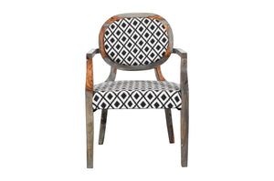 RAJA-Wide Rosewood Armchair - B&W pattern