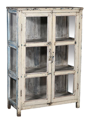 Antique white vintage glass cabinet