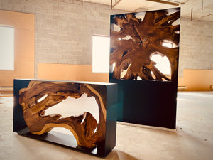 ART- Chamcha Wood Screen, Iron Frame 48"