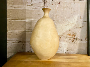 Grand vase en bois de manguier blanchi
