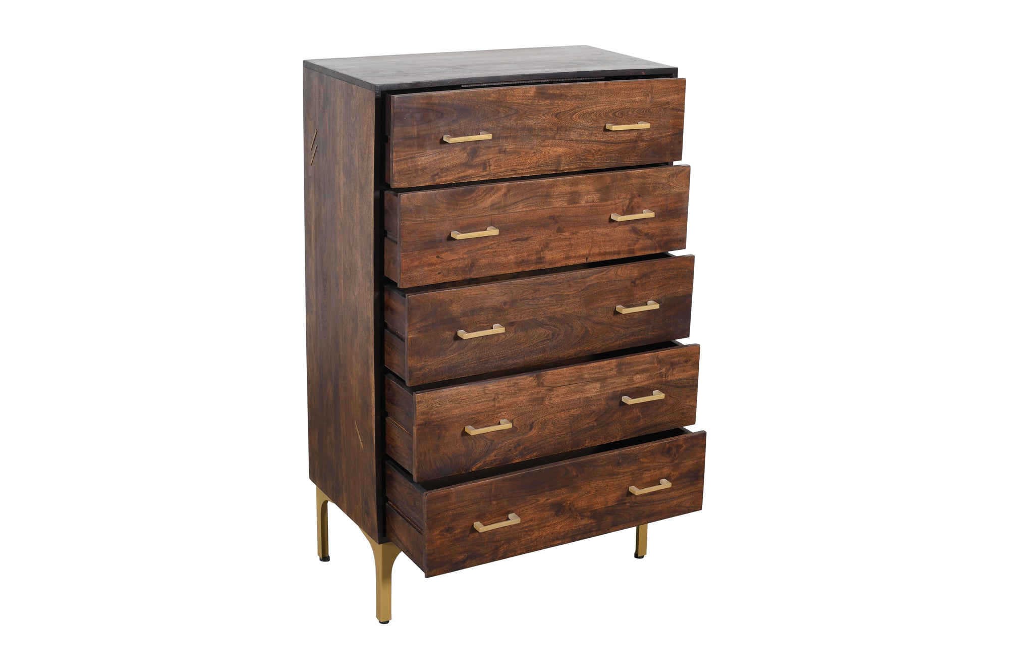 ADAMA-5 drawers Solid Acacia Wood Chest -Brown