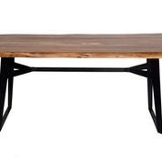 GOA - ACACIA WOOD DINING TABLE WITH METAL LEGS